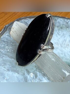 Sterling Silver Black Onyx Oval Statement Ring